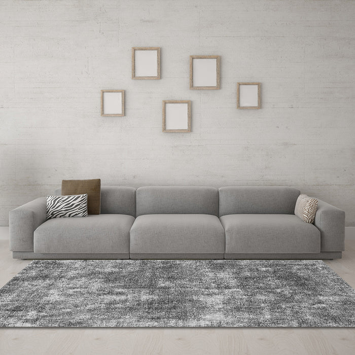 Machine Washable Abstract Gray Modern Rug in a Living Room,, wshabs579gry