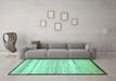 Machine Washable Abstract Turquoise Modern Area Rugs in a Living Room,, wshabs57turq