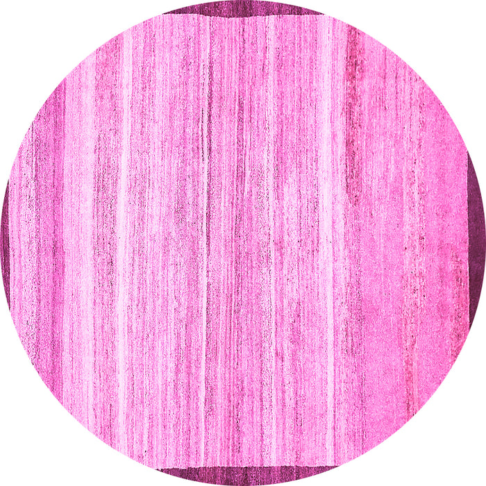 Round Machine Washable Abstract Pink Modern Rug, wshabs57pnk