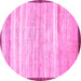 Round Machine Washable Abstract Pink Modern Rug, wshabs57pnk