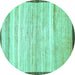 Round Abstract Turquoise Modern Rug, abs57turq