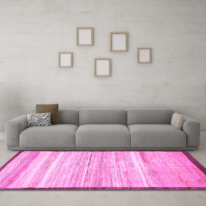 Machine Washable Abstract Pink Modern Rug in a Living Room, wshabs57pnk