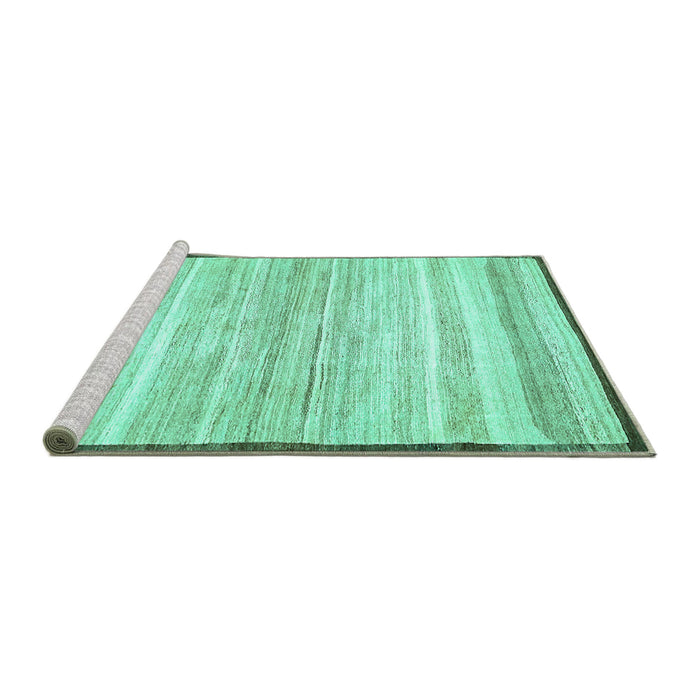 Sideview of Machine Washable Abstract Turquoise Modern Area Rugs, wshabs57turq