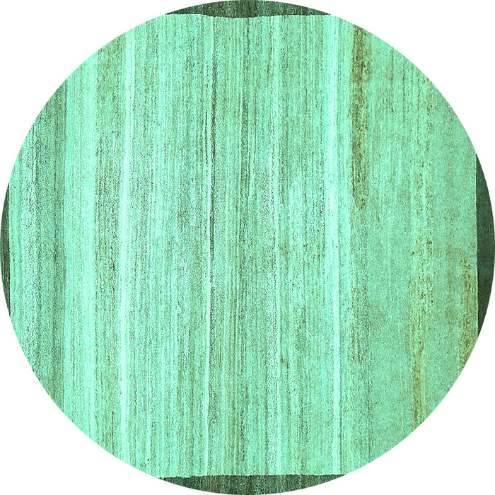 Round Machine Washable Abstract Turquoise Modern Area Rugs, wshabs57turq