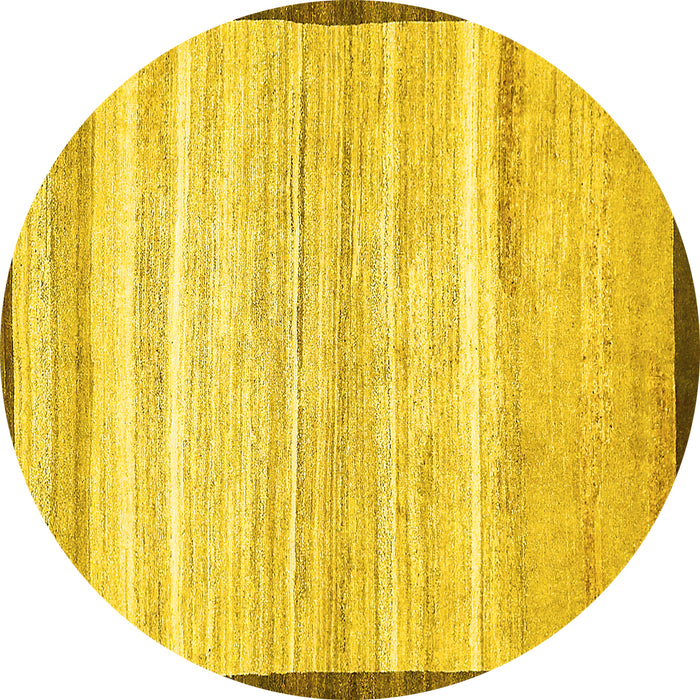 Round Machine Washable Abstract Yellow Modern Rug, wshabs57yw