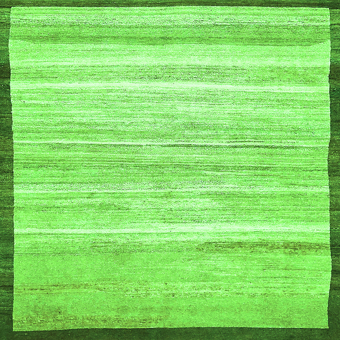 Square Machine Washable Abstract Green Modern Area Rugs, wshabs57grn