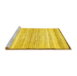 Sideview of Machine Washable Abstract Yellow Modern Rug, wshabs57yw
