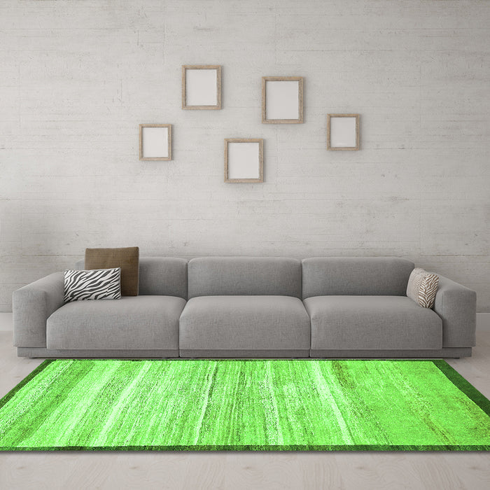 Machine Washable Abstract Green Modern Area Rugs in a Living Room,, wshabs57grn
