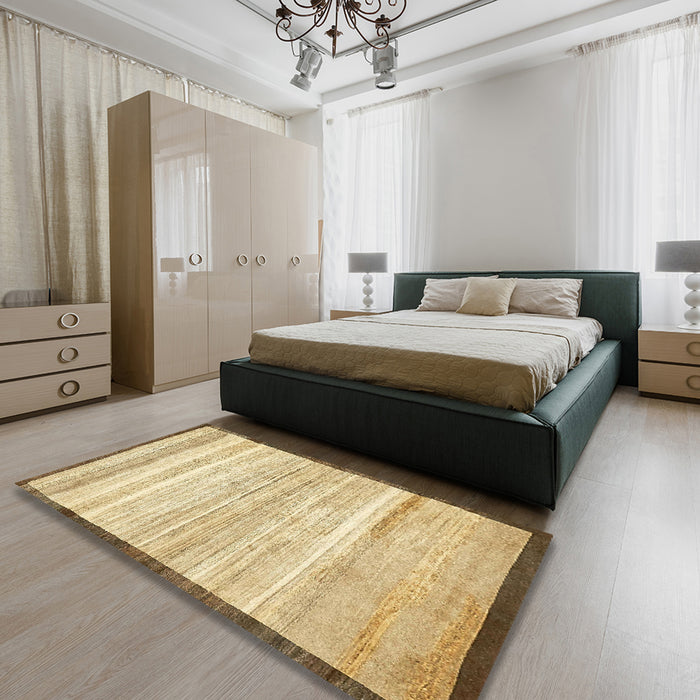 Abstract Cinnamon Brown Modern Rug in a Bedroom, abs57