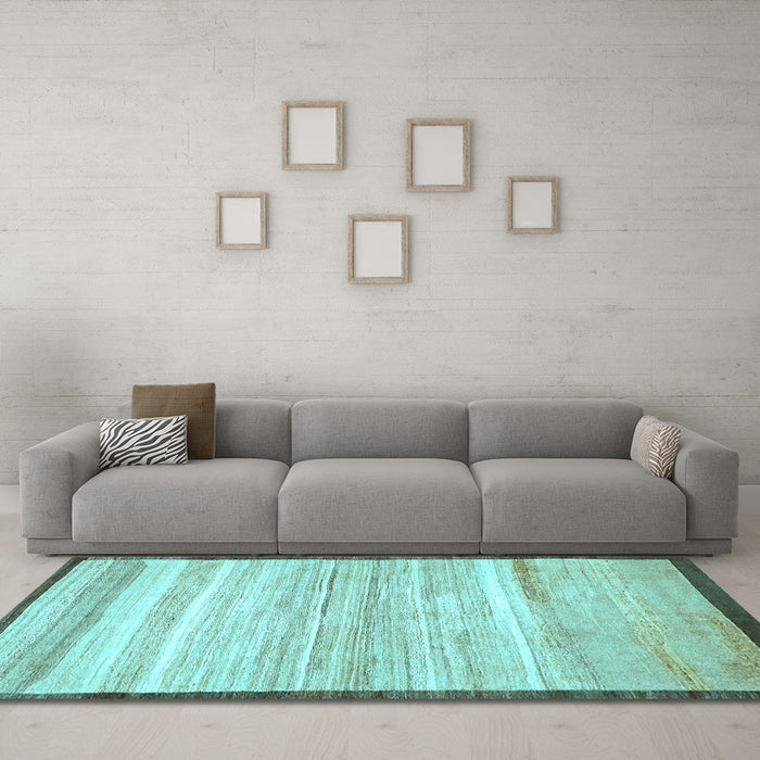 Machine Washable Abstract Light Blue Modern Rug in a Living Room, wshabs57lblu