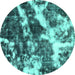 Round Abstract Turquoise Modern Rug, abs580turq