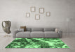 Machine Washable Abstract Emerald Green Modern Area Rugs in a Living Room,, wshabs580emgrn