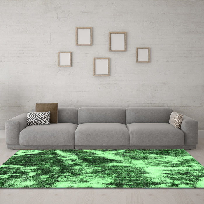 Machine Washable Abstract Emerald Green Modern Area Rugs in a Living Room,, wshabs580emgrn