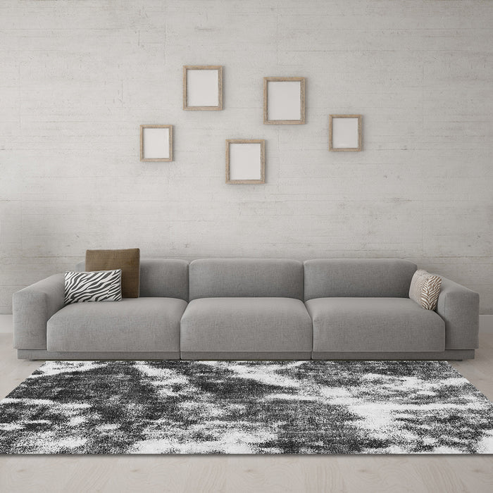 Machine Washable Abstract Gray Modern Rug in a Living Room,, wshabs580gry