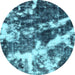 Round Machine Washable Abstract Light Blue Modern Rug, wshabs580lblu