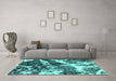 Machine Washable Abstract Turquoise Modern Area Rugs in a Living Room,, wshabs580turq