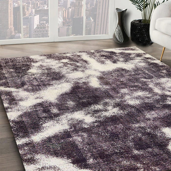 Abstract Purple Modern Rug in Family Room, abs580
