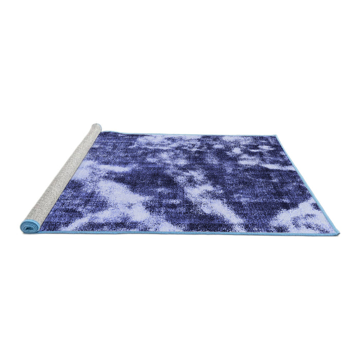 Sideview of Machine Washable Abstract Blue Modern Rug, wshabs580blu