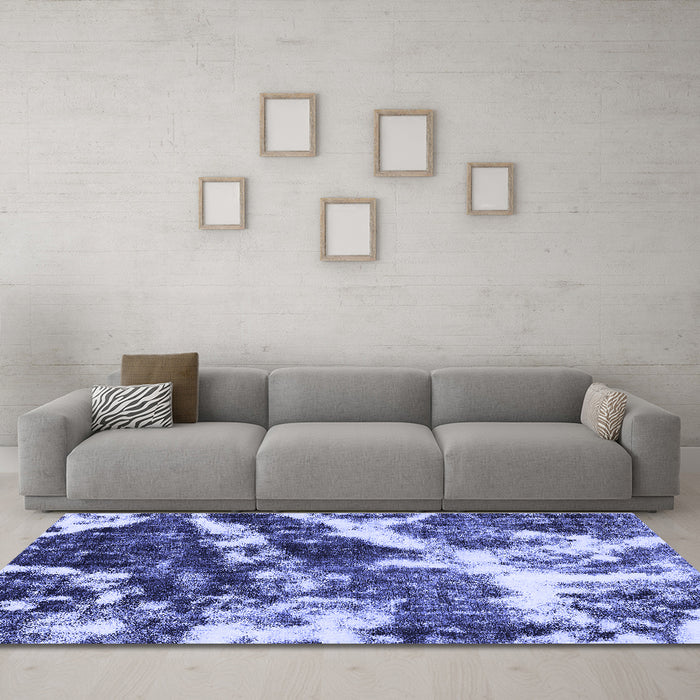 Machine Washable Abstract Blue Modern Rug in a Living Room, wshabs580blu