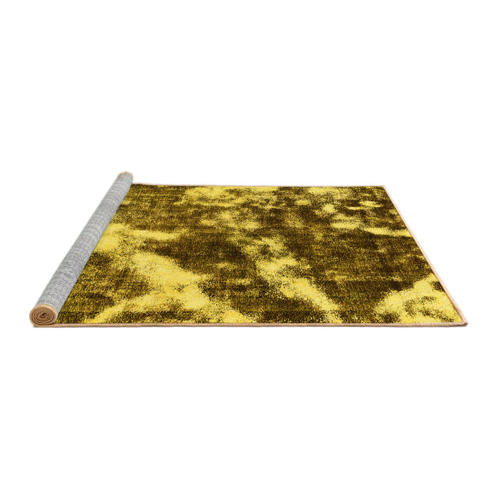Sideview of Machine Washable Abstract Yellow Modern Rug, wshabs580yw