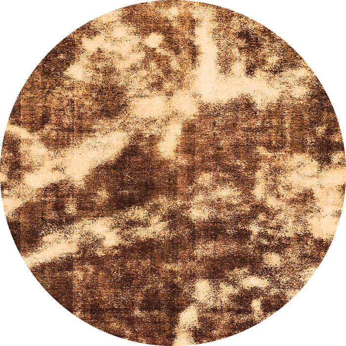 Round Machine Washable Abstract Orange Modern Area Rugs, wshabs580org