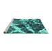 Sideview of Machine Washable Abstract Turquoise Modern Area Rugs, wshabs580turq