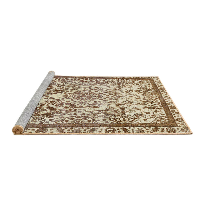 Sideview of Machine Washable Abstract Khaki Gold Rug, wshabs581