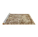 Sideview of Machine Washable Abstract Khaki Gold Rug, wshabs581