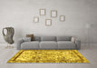 Machine Washable Abstract Yellow Modern Rug in a Living Room, wshabs581yw