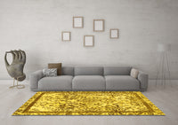 Machine Washable Abstract Yellow Modern Rug, wshabs581yw