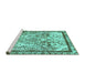 Sideview of Machine Washable Abstract Turquoise Modern Area Rugs, wshabs581turq