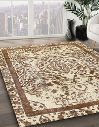 Abstract Khaki Gold Modern Rug, abs581