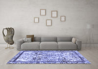 Machine Washable Abstract Blue Modern Rug, wshabs581blu