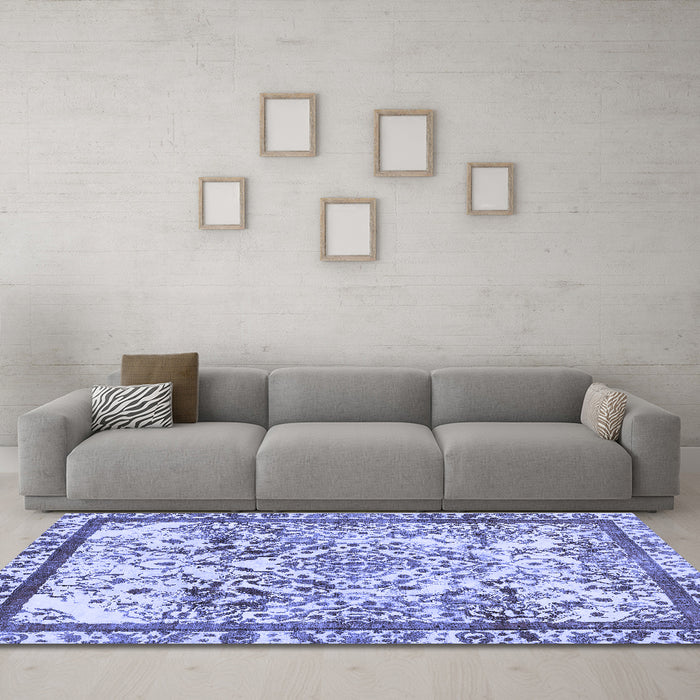 Machine Washable Abstract Blue Modern Rug in a Living Room, wshabs581blu
