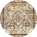 Round Abstract Khaki Gold Modern Rug, abs581