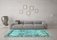 Machine Washable Abstract Light Blue Modern Rug, wshabs581lblu