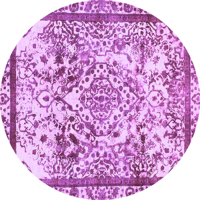 Round Machine Washable Abstract Purple Modern Area Rugs, wshabs581pur