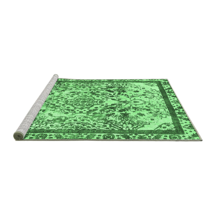 Sideview of Machine Washable Abstract Emerald Green Modern Area Rugs, wshabs581emgrn