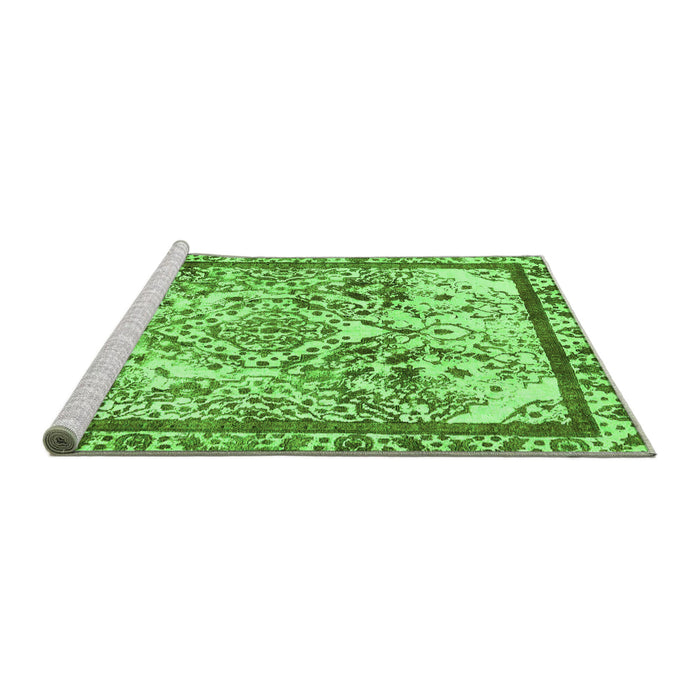 Sideview of Machine Washable Abstract Green Modern Area Rugs, wshabs581grn