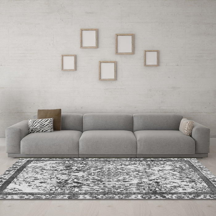 Machine Washable Abstract Gray Modern Rug in a Living Room,, wshabs581gry