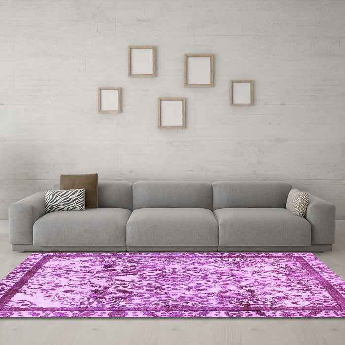 Machine Washable Abstract Purple Modern Area Rugs in a Living Room, wshabs581pur