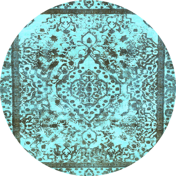 Round Abstract Light Blue Modern Rug, abs581lblu