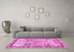 Machine Washable Abstract Pink Modern Rug in a Living Room, wshabs581pnk