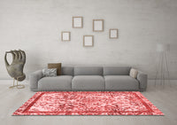 Machine Washable Abstract Red Modern Rug, wshabs581red