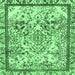 Square Machine Washable Abstract Emerald Green Modern Area Rugs, wshabs581emgrn