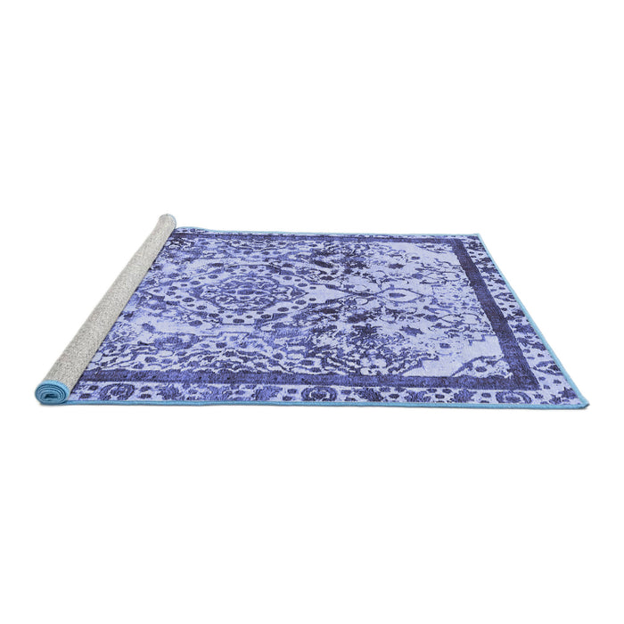 Sideview of Machine Washable Abstract Blue Modern Rug, wshabs581blu