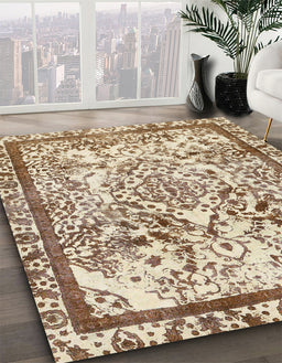 Machine Washable Abstract Khaki Gold Rug in a Family Room, wshabs581