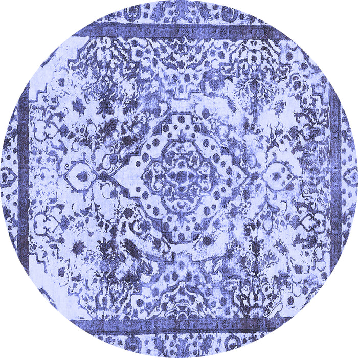 Round Machine Washable Abstract Blue Modern Rug, wshabs581blu
