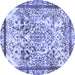 Round Machine Washable Abstract Blue Modern Rug, wshabs581blu