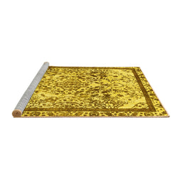Sideview of Machine Washable Abstract Yellow Modern Rug, wshabs581yw